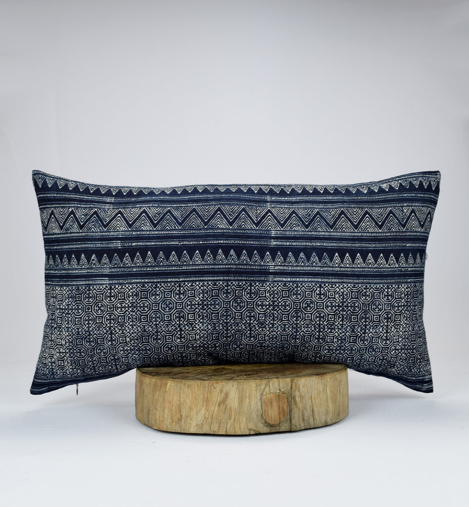 Hmong Indigo Pillow Cover - Navy Batik Throw Pillow