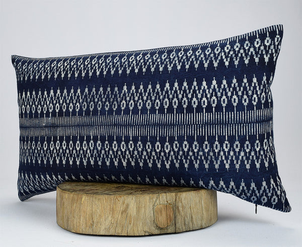 Hmong Indigo Pillow Cover - Navy Batik Throw Pillow