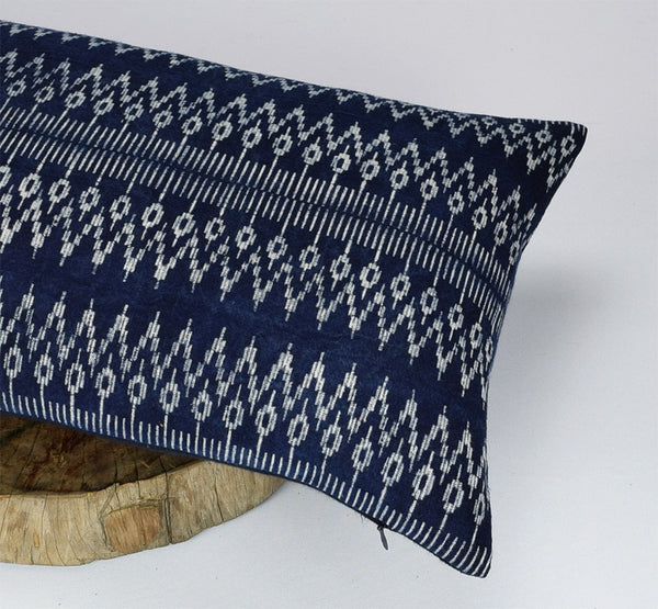 Hmong Indigo Pillow Cover - Navy Batik Throw Pillow