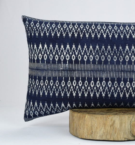 Hmong Indigo Pillow Cover - Navy Batik Throw Pillow