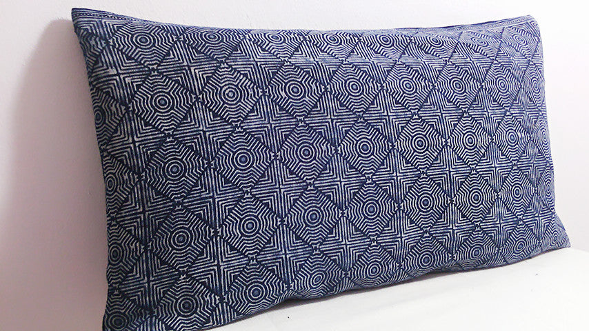 Hmong Indigo Pillow Cover - Navy Batik Throw Pillow
