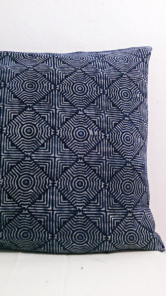 Hmong Indigo Pillow Cover - Navy Batik Throw Pillow