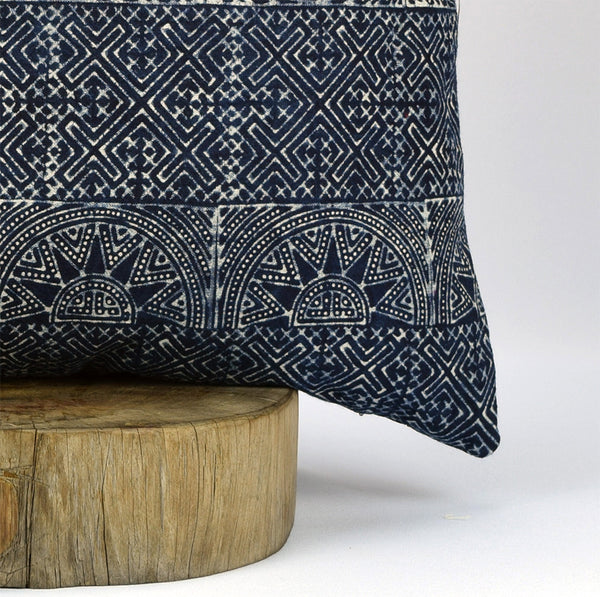 Hmong Indigo Pillow Cover - Navy Batik Throw Pillow