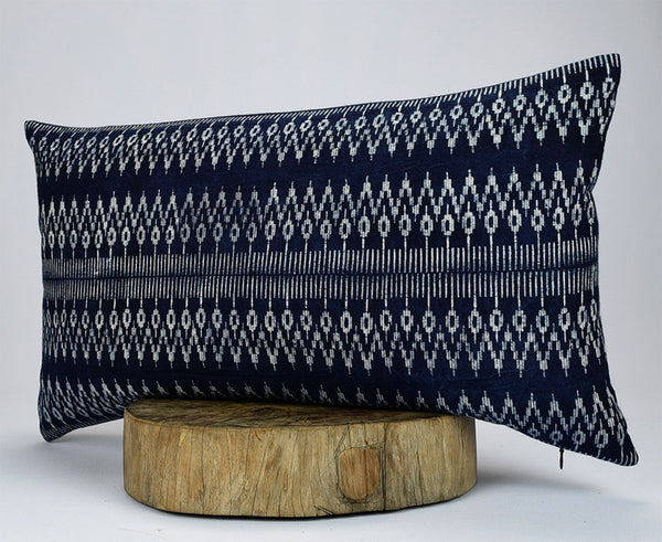 Hmong Indigo Pillow Cover - Navy Batik Throw Pillow