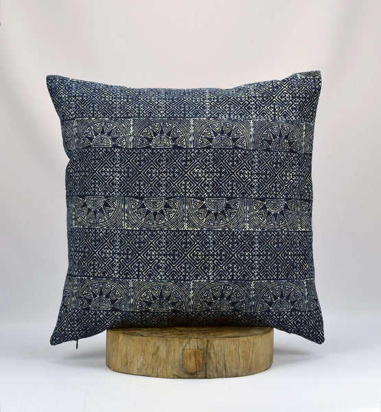 Hmong Indigo Pillow Cover - Navy Batik Throw Pillow